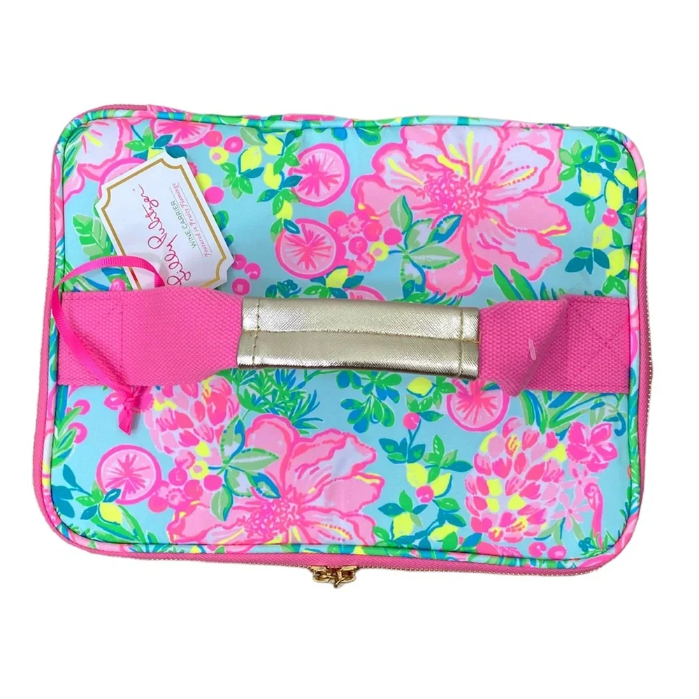 Lilly Pulitzer Insulated Wine Cooler Carrier Fruity Flamingo - Picture 3 of 8